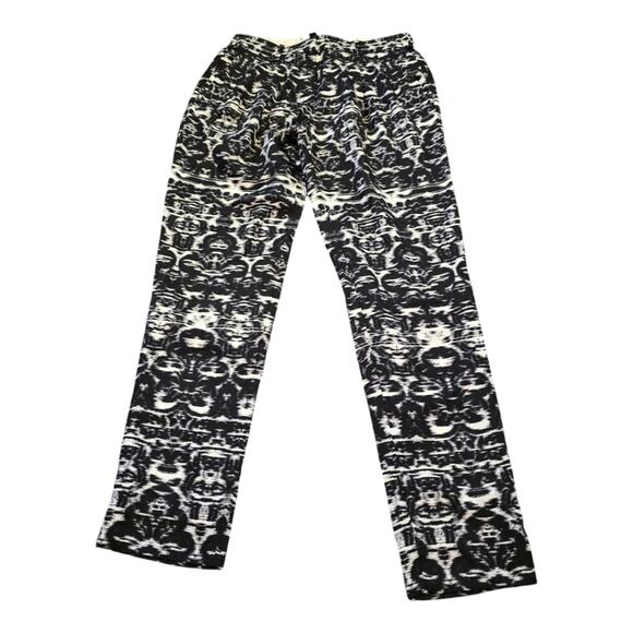 J. Crew Black and White Blurred ikat Drapey Pant size 2 - Picture 6 of 13